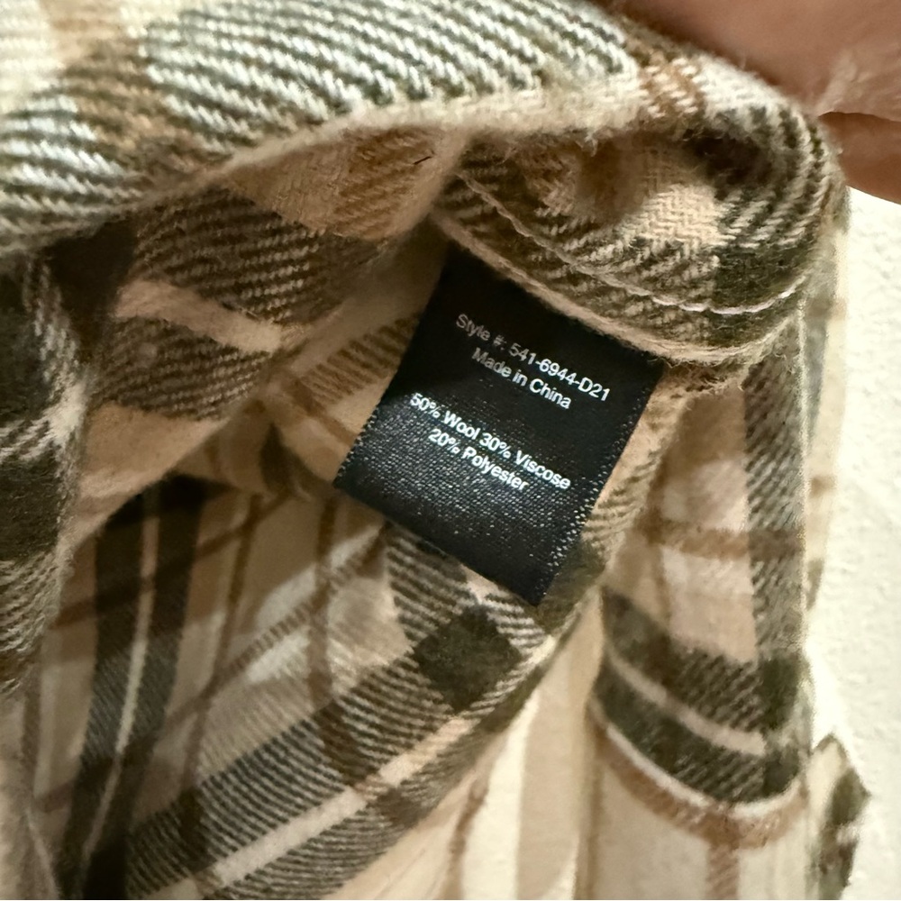 Jenni Kayne O'Keeffe Wool-Blend Shirt Overshirt Shaket Size XS Oatmeal Plaid - Picture 8 of 9